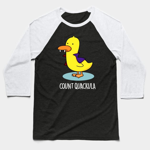 Count Duckula Cute Duck Pun Baseball T-Shirt by punnybone